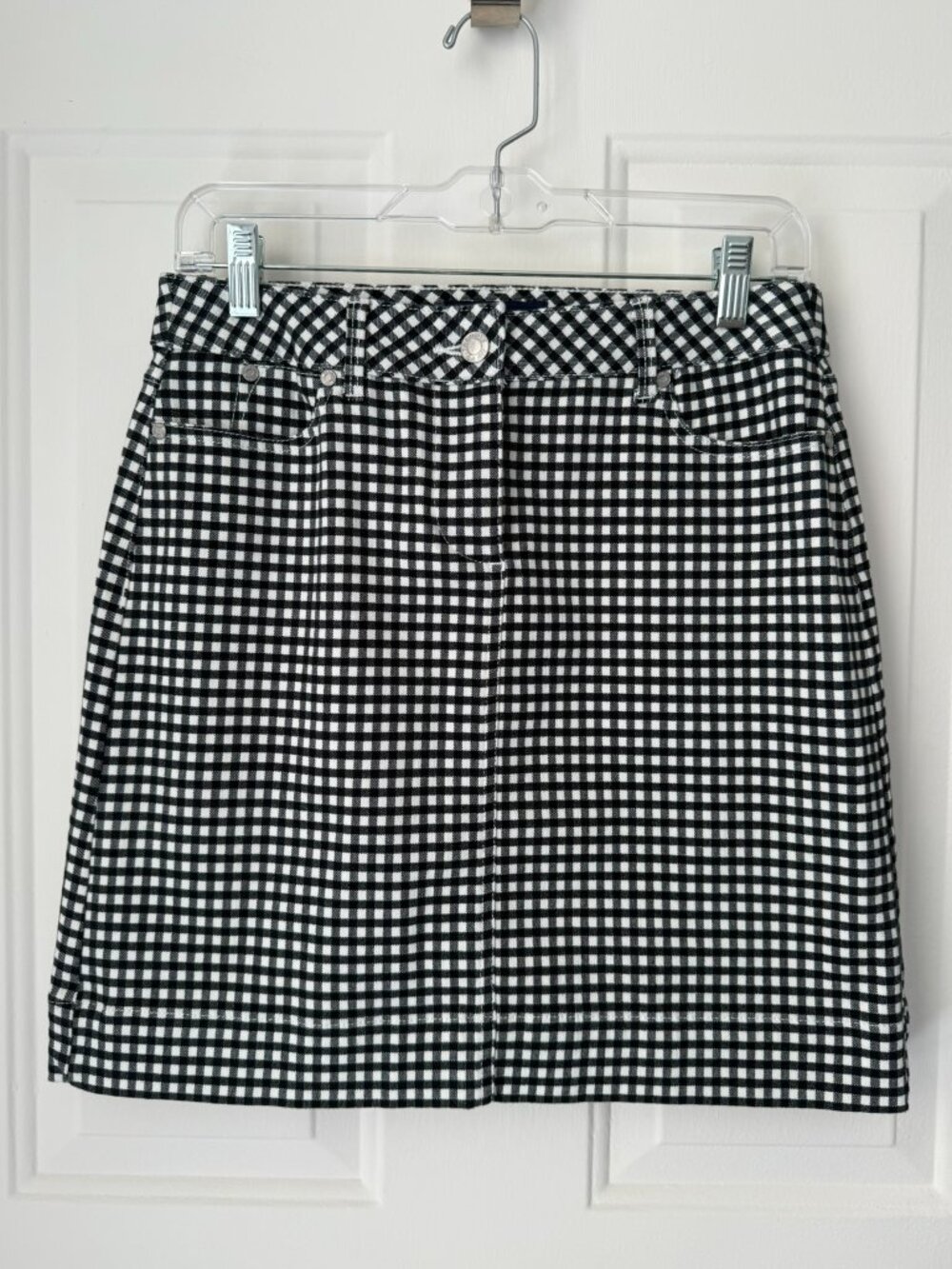 Talbots Petites Gingham Denim Skirt